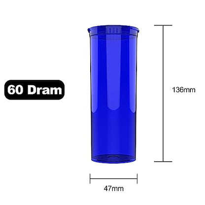 60 Dram CR Plastic Packaging Pop Top Containers - Child Resistant Travel Holder Vial Bottles - 75 qty (Translucent Blue) - color: Translucent Blue