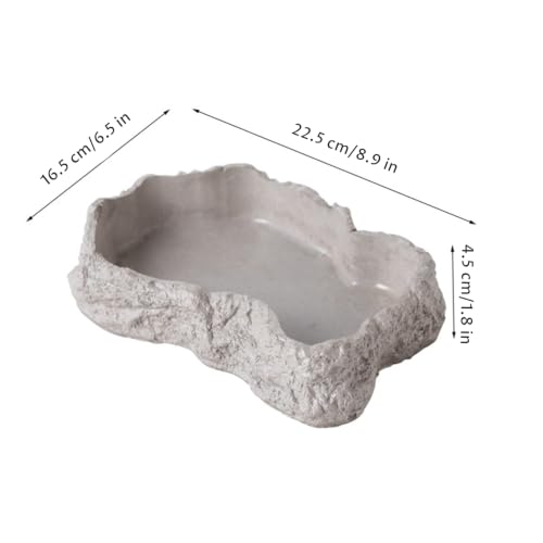 Reptile Water Dish 600ml Tortoise Food Bowl - Natural Rock Texture Reptile Bowl, White, 8.9" X 6.50" X 1.77", Snake Water - color: White
