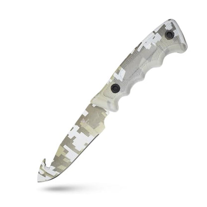 Snake Eye Tactical Heavy Duty 3PC Hunting & Camping Set – Full Tang Camping Axe, 9.5" Fixed Blade Gut Hook Knife, Sharpening Rod, and Heavy Duty Nylon Combo Sheath Included (Grey Camo) - color: Grey Camo