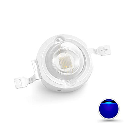 CHANZON 10 pcs High Power Led Chip 3W Royal Blue Plant Grow Light | (450nm / 400mA - 500mA / DC 3V - 3.4V / 3 Watt) SMD COB Emitter Diode Components for DIY Hydroponic Aquarium Growing Lamp - color: N) Royal Blue (440nm)
