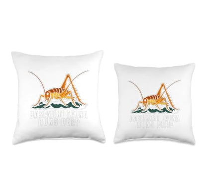 Cave Cricket Keeper Funny Retro Entomology Identity Throw Pillow - size: 16x16