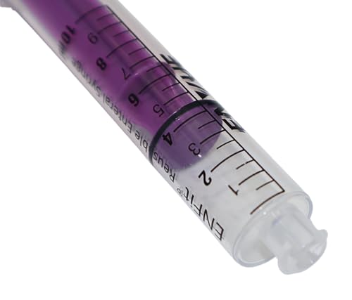Envue ENFit 10mL Reusable O-Ring bFed Syringe for Tube Feeding, 25-Pack, Purple Plunger