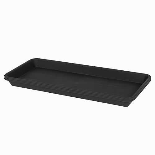 VUWEZ 2 Pack Plastic Plant Saucer, Rectangular, Indoors Outdoor, Drip Tray for Flower Pot, Windowsill (6 X 11 Inch, Black) - color: Black, size: 11'' x 6.1'' x 1.0'' (2 pack)