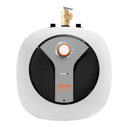 VEVOR Electric Mini-Tank Water Heater 4-Gallon Tank, 1440W Hot Water Boiler Storage, Safety Temperature Pressure Valve Easy Install, for Kichen Bathroom Restaurant, Shelf Wall Mounted - size: 4gal Upgraded Panel