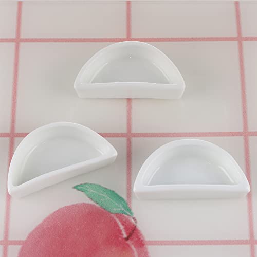 6 Pcs Spider Micro Water Bowl Hermit Crab Mini Ceramic Dish for Spider Hermit Crab Tarantula Millipede (Semicircle Shape)