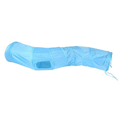 iCAGY Cat Tunnel Toys for Indoor Cats Kittens Rabbits, Pet Toy Play Tunnels | Interactive Crinkle Pop Up Tunnel Toys, Relieve Cat Boredom, Blue 47" Shape S - color: Blue