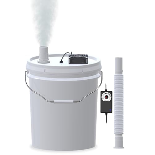 19L Large DIY Humidifier Kit for Plants & Mushrooms (1-Fogger, Normal Mist) | Ideal for Grow Tent, Greenhouse, Terrarium | Turns a 5 Gallon Bucket into Cool Mist Humidifier, Extendable Hose, Long Runtime - size: 1-Fogger