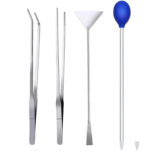 Acrylic Coral Spot Feeder Long Tube,Aquarium Tweezer for Reef Anemones Eels Lionfish,Stainless Steel Straight Curved Aquarium Tweezer Reptile Feed Tong Spatula Tool for Aquatic Plant Spider Snake