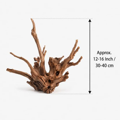 emours Natural Aquarium Driftwood, Upright Root Style Wood for Fish Tank Decor, Unique Driftwood for Aquascape, Terrarium and Reptile Display, 1 Piece (12-16" (30-40 cm)) - size: 12-16" (30-40 cm)