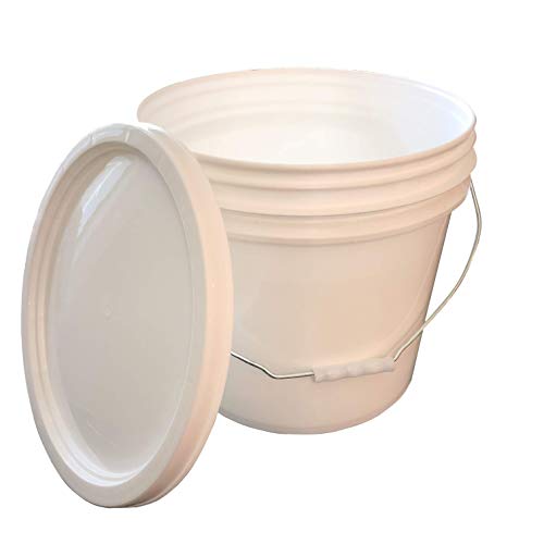 Durable All Purpose Pail - Outdoor 3.5 Gallon Bucket with Lid (White, 1Pack) - color: White