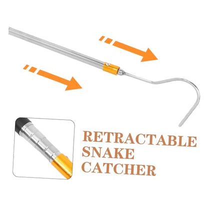 ORFOFE Telescopic Snake Catcher Tool Adjustable Stainless Steel Snake Hook for Safe and Efficient Handling Essential for Snake Catching and Reptile Control