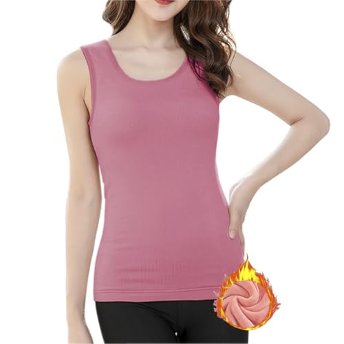 Womens Cotton Thermal Fleece Lined Underwear Tops Cami Tank Top Warm Base Layer Vest - color: Purple, size: M / (Fit 88~115 lb)
