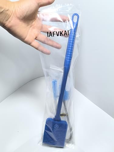 Multifunctional Cleaning Brushes Tool Set for Tank, Aquarium Sponge Brush, Algae Scraper Cleaner with Long Handle and Stainless Flexible Tube Cleaning Brush