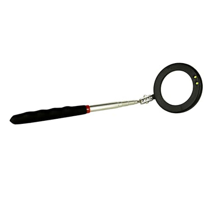 Telescoping Inspection Mirror With 2 Light Small Circular and Square Mirrors - Flexible and Shower Use, Extendable Mechanic Tool for Automotive, Black