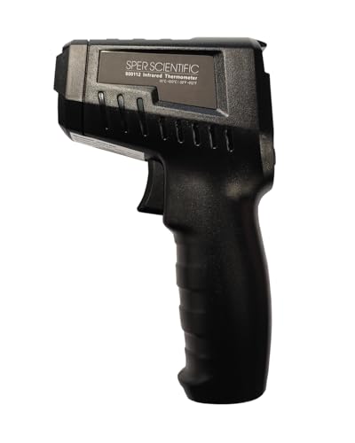Sper Scientific 800112 Infrared Thermometer Gun, 12:1 Distance-to-Spot Ratio, -58°F to 932°F (-50°C to 500°C), Adjustable Emissivity