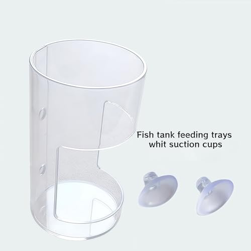 2pcs Fish Feeder for Aquarium Suction Cup, Plastic Transparent Round & Square Suction-Cup Feeding Tubes,Tank Divider Supplies Aquarium Accessories