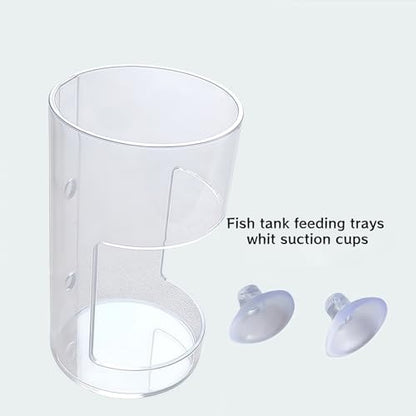 2pcs Fish Feeder for Aquarium Suction Cup, Plastic Transparent Round & Square Suction-Cup Feeding Tubes,Tank Divider Supplies Aquarium Accessories