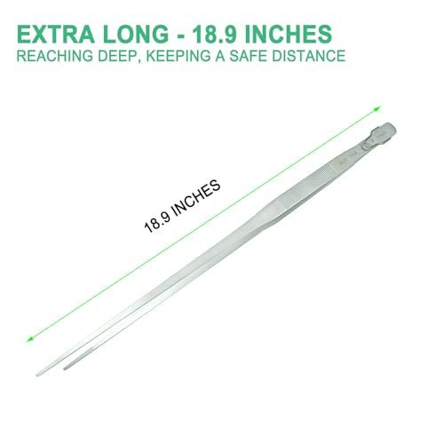 18.9 inch Aquarium Tweezers with Hanger, 2025 New Extra Long Feeding Tongs, Stainless Steel Large Aquascape Tools for Fish Tank, Terrarium，Aquascaping, Reptile Snake (Straight) - size: 18.9inch, Straight