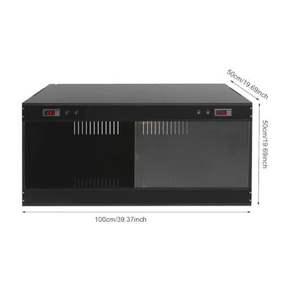 Reptile Enclosure 39.4" x 19.7" x 19.7", PVC Terrarium with Dual Digital Thermostats 32-210℉ for Bearded Dragon Snake Turtle, Black