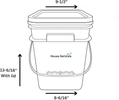4 Gallon Square Food Grade Bucket Pail with Plastic Handles and Lid (Pack of 3) Made in USA containers (4G SQ Clear - Green lids) - color: 4g Sq Clear - Green Lids