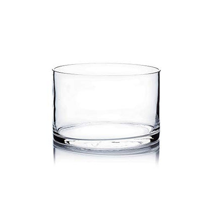 WGV Cylinder Vase, Width 6", Height 4", Clear Glass Container Terrarium Candle Holder for Wedding Centerpiece, Party Event, Home Office Decor, 1 Piece - size: 6"x4"H