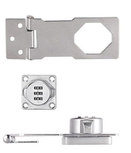 Multifunctional Combination Hasp Lock, Combination Lock for Cabinets, Mailboxes, Barn Doors, Floral Pet Doors and Office File Cabinets(Silver)