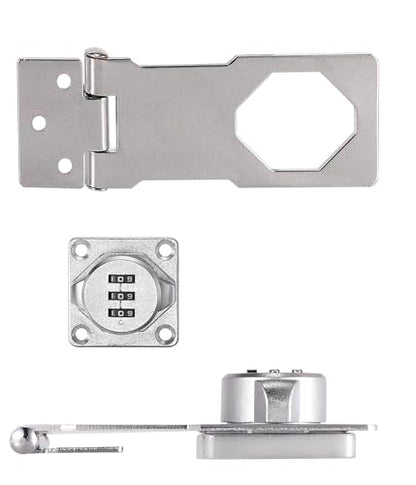 Multifunctional Combination Hasp Lock, Combination Lock for Cabinets, Mailboxes, Barn Doors, Floral Pet Doors and Office File Cabinets(Silver)