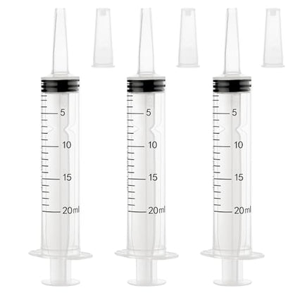 20ml Plastic Syringe with Cap, Syringes without Needle for Liquid, Scientific Labs, Measurement, Pet Feeding ,Ink Refilling ,Oil or Glue Applicator (3 Pack) - style: 20ml