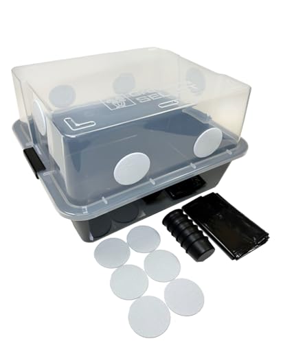 Grower's Select Mushroom Monotub Fruiting Chamber with Filter Disks and Liner - size: 48 Quart
