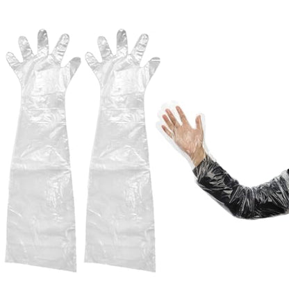 50Pcs Disposable Plastic Veterinary Insemination Rectal Long Arm Gloves Plastic Full Arm 35.5inch for for Veterinarians Deer Cleaning Gutting