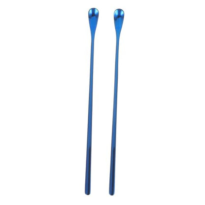 2pcs Long Handle Reptile Food Scoop Fruit Mixing Spoon for Lizard Animals Convenient Feeding Tool for Reptile Powder Pet Food - color: Blue