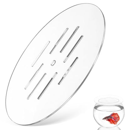 Fish Tank Lid: 22cm/8.66" Round Aquarium Lid Cover with Hole - Transparent Acrylic Tank Protective Cover for Fish Bowl Terrarium - size: 22.00X22.00X0.30CM