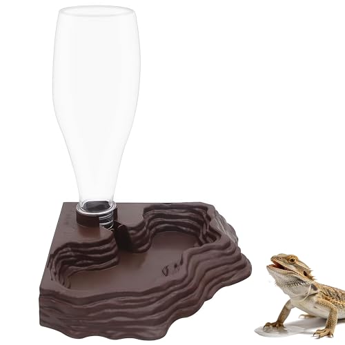 Automatic Reptile Water Feeder 13.5Oz Brown Terrarium Dispenser | Premium Bearded Dragon Tank Accessories & Bearded Dragon Accessories for Lizards Geckos,for Terrarium Tank
