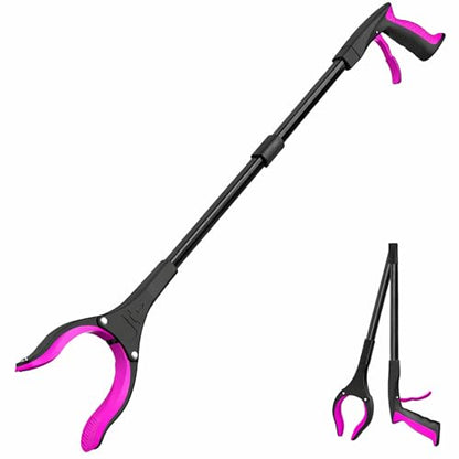 Grabber Reacher Tool - 32” Extra Long Foldable Gripper and Reaching Tool - Heavy Duty Pick Up Stick Grabbers for Seniors, Trash, Surgery Recovery Must Haves Gifts (Black Purple) - color: Black Purple