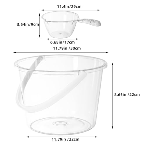 Large Capacity Water Bucket with Handle and Scoop Clear Plastic Wash Bucket for Bathroom Kitchen Dormitory and Outdoor Water Storage and Transport