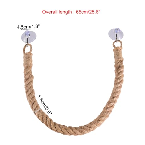 DONGKER Hermit Crab Climbing Rope,Sisal Rope Lizards Climbing Ladder Toy with Hook & Suction Cups for Reptile Geckos Resting Exploring Hiding Play - size: 65CM