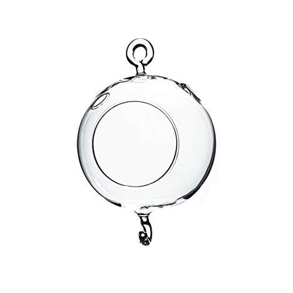 WGV Hanging Terrarium Globe, Width 4", Height 6", Double Hook, DIY Air Succulent Planter, Clear Glass Vase Orb, Candle Holder for Windowsill Outdoor Garden Decor, 1 Piece - size: 4" Double Hook