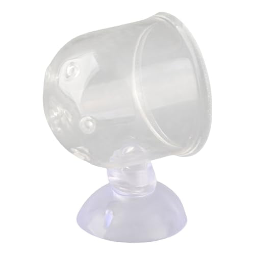 Aquarium Red Worms Feeder Live Insect Container Strong Suction Cup Feed for Small Tropical Fish (Perforated Glass Cup (Nematode Friendly))