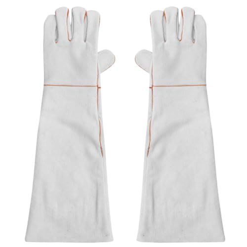 YARNOW 1 Pair Leather Anti-bite Gloves for Pet Handling and Work, Heat Resistant and Fire Resistant Protection Gloves for Hand and Forearm Safety