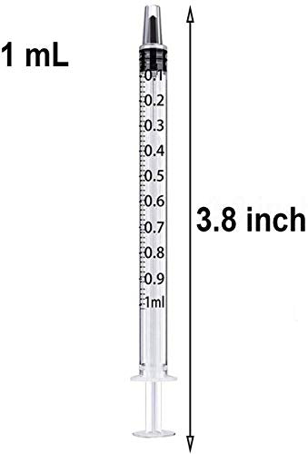 100PCS 1ml 1cc Syringe No Needle Plastic Syringe for Pets Oral, Refilling | For use in Oil or Glue Applicator, Measuring or Transfering Tiny Amount of Liquids