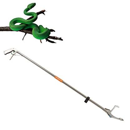 Diydeg Snake Tong Professional Stainless Steel Extra Long Collapsible Reptile Grabber Rattle Snake Catcher Heavy Duty Wide Jaw Handling Tool Snake Grabber Tool with Lock for Outdoor
