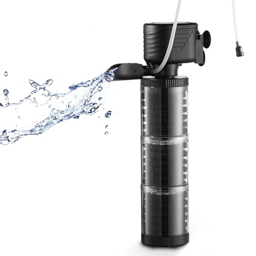 XpertMatic 3 Stages 475 GPH Aquarium Filter for Up to 120 Gallon Fish Tank | Submersible Internal Fish Tank Filter with Water Pump, Power Filter for Fish Tank, Pond - size: 25W(475GPH) Up to 120 Gallon