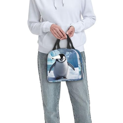 Insulated Lunch Bag Cute Penguins Baby Taking Lunch Box for Women Men Reusable Leakproof Lunch Cooler Bag for Office Picnic - color: Cute Penguins Baby Taking