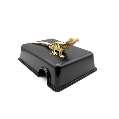 Pangea Reptile Hide Box (C- Medium), Black | Fits Most Standard Rack Units, Usable as Snake Tank Accessories, Good for Ball Python, Boas, Leopard Geckos, Kingsnake - size: C- Medium