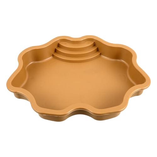 Outanaya Reptile Soaking Basin Aquatic Water Tray Plastic Bathing Pool with Ramp Amphibia Water Tray for Gecko and Lizard Terrarium Brownish Yellow for Aquatic Climbing Pets