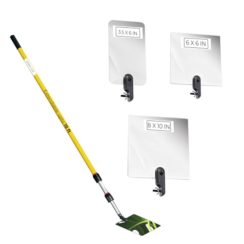 Inspection Mirror - Telescoping Heavy Duty, Lightweight & Durable, 6 ft - 18 ft Pole, 3 Size Acrylic Mirror - size: 3 Size Acrylic Mirror, style: 6 ft - 18 ft Pole