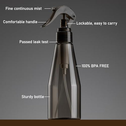 Continuous Spray Bottle for Hair 10oz, Ultra Fine Water Spray Bottles for Cleaning, Plant, Pets (Plastic, 300ml) - color: black