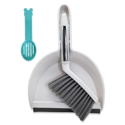 PINVNBY Mini Dustpan and Brush Set, Pet Cage Cleaner for Guinea Pigs Chinchillas Hamster Rabbits Hedgehogs etc, Hand Broom and Dustpan Set with Sand Scooper for Animals Waste (3 Pack White) - color: White