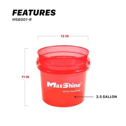 Maxshine 3.5 Gallon Universal Detailing Bucket – Car Wash Bucket for Scratch-Free Washing – Garage Storage & Auto Detailing Tool Holder – Holds Soap, Foam Cannon, Brushes, & More (3-Pack, Red) - color: 3.5g Bucket (3-pack, Red)