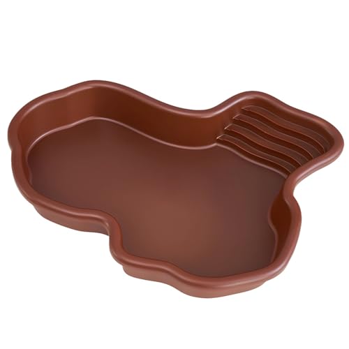 Reptile Bathing Pool, Extra Large Reptile Water Bowl, Plastic Snake Water Dish for Turtles, Gecko Feeding Dish, Irregular Freeform Design